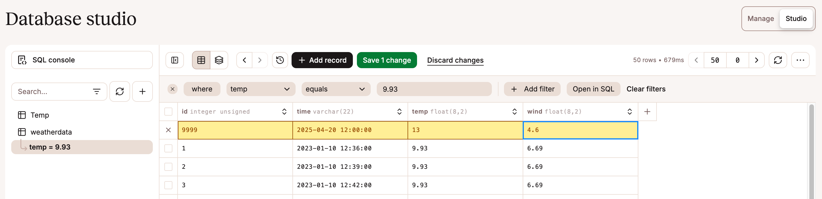 Add a record to your database table.